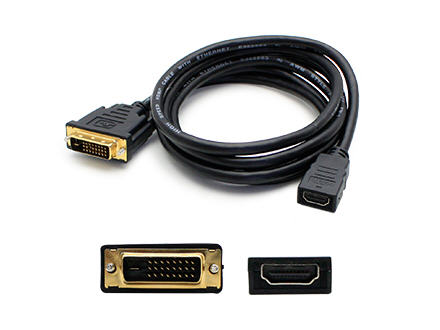 DVI-D Dual Link (24+1 pin) Male to HDMI Female Black Adapter Cable - 100% compatible with select devices.