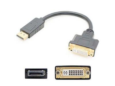 5 Pack 8in DisplayPort to DVI-I Adapter Cable - DisplayPort adapter - dual link - DVI-I (F) to DisplayPort (M) - 7.9 in - black (pack of 5) - for Lenovo ThinkCentre E73; M700; M800; M93; ThinkPad L520; T420; X220; ThinkStation S20