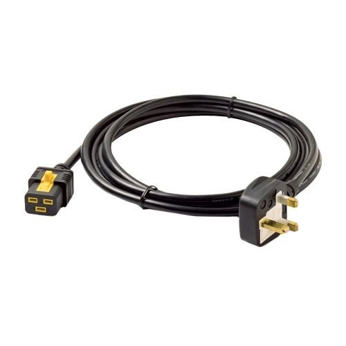 Power cable - IEC 60320 C19 to BS 1363A (M) - AC 240 V - 13 A - 10 ft - latched - black