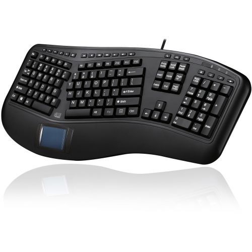 TRU-FORM ERGONOMIC USB TOUCHPAD KEYBOARD WITH SPLIT KEY ZONES AND GENTL