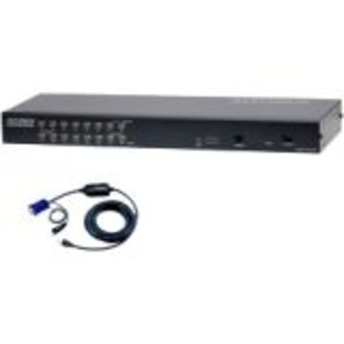 16PORT 16USER PS2 USB SERIAL 13W3 IP KVM 1U with 12X USB ADAPT CBL