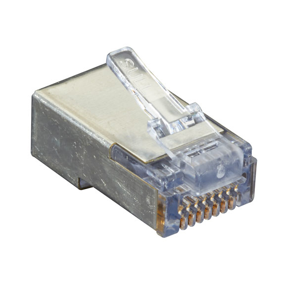 CAT5E EZ RJ45 MODULAR PLUG CONNECTOR FOR ROUND SOLID/STRANDED WIRE - SHIELDED T