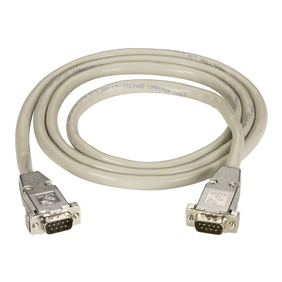 RS232 SHIELDED CABLE - METAL HOOD DB9 MALE/MALE 50-FT. (15.2-M)