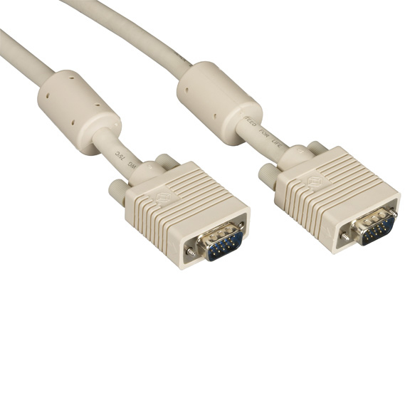 VGA VIDEO CABLE WITH FERRITE CORE - MALE/MALE BEIGE 50-FT. (15.2-M)