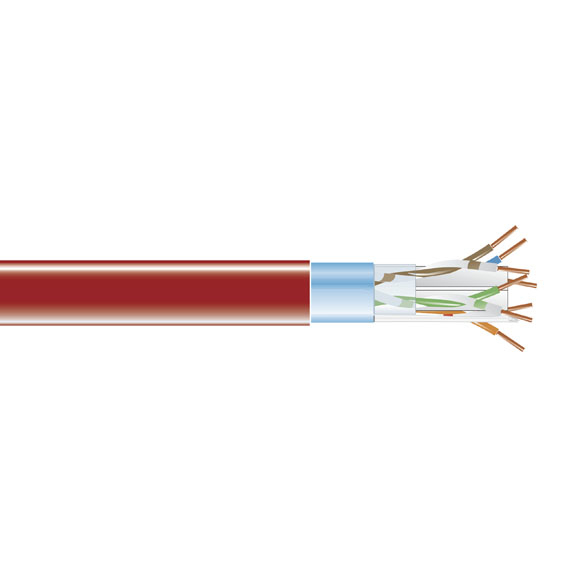 CAT6 400-MHZ SOLID ETHERNET CABLE - SHIELDED (F/UTP)  CMR PVC RED 1000-FT