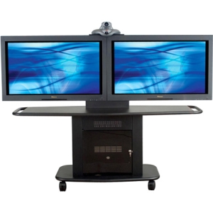 DUAL MOBILE CART F/ PLASMA/LED VIDEOCONFERENCING OFFICE FURNITURE