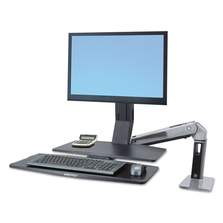 WorkFit-A LCD HD with Worksurface+ Standing Desk - Mounting kit (desk clamp mount pivot flexible arm keyboard tray work surface) for LCD display / keyboard / mouse - polished aluminum - screen size: up to 24 inch - desktop