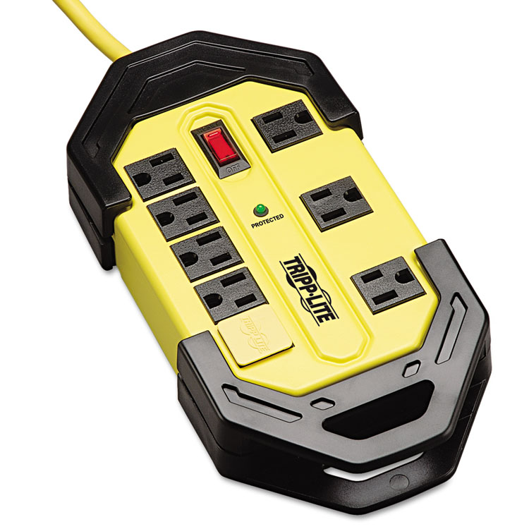 Safety Surge Protector 120V 8 Outlet Metal 12 Cord OSHA - Surge protector - 15 A - AC 120 V - output connectors: 8 - black yellow