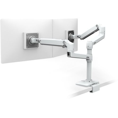 LX Dual Stacking Arm - Desk mount for 2 LCD displays - aluminum steel - white - screen size: up to 24 inch