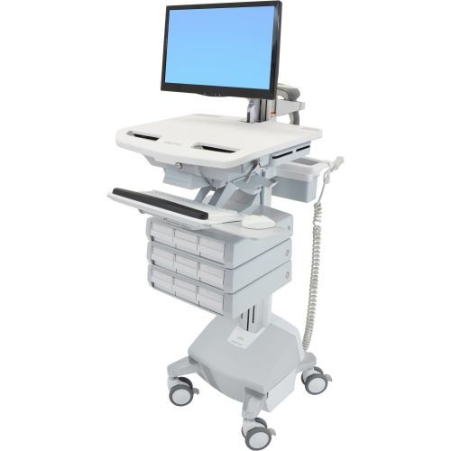 StyleView Cart with LCD Arm LiFe Powered 9 Drawers - Cart for LCD display / keyboard / mouse / barcode scanner / CPU - plastic aluminum zinc-plated steel - gray white polished aluminum - screen size: up to 24 inch