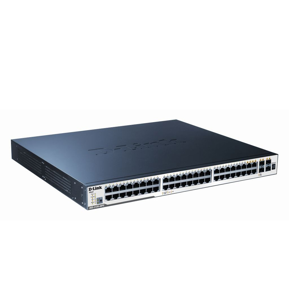 xStack DGS-3120-48PC Ethernet Switch - 48 Ports - Manageable - Stack Port - 5 x Expansion Slots - 10/100/1000Base-T - Uplink Port - 44 4 4 x Network Uplink Expansion Slot - Shared SFP Slot - 4 x SFP Slots - 2 Layer Supported - Redundant Power Supply -