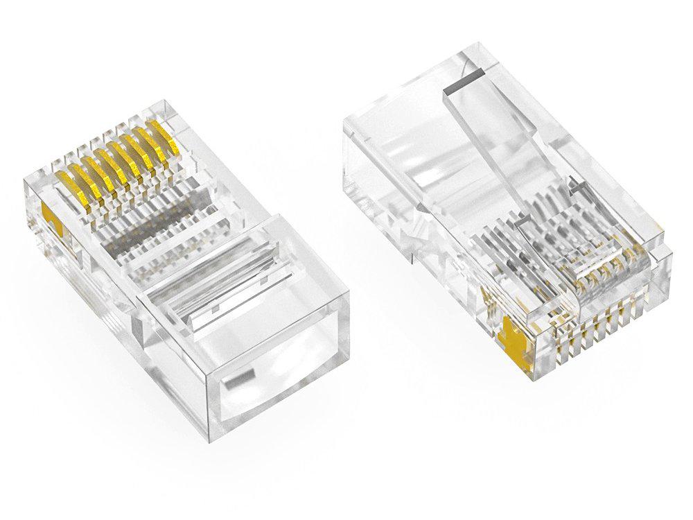 RJ45 CAT5E UTP FEED-THRU PLUG SOLID/STRANDED WIRE