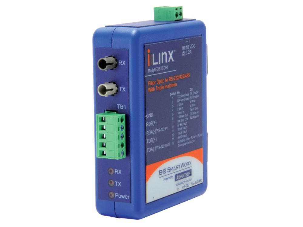 ILINX MULTI-MODE FIBER TO RS-232/422/485 OPTICAL ISOLATED CONVERTER