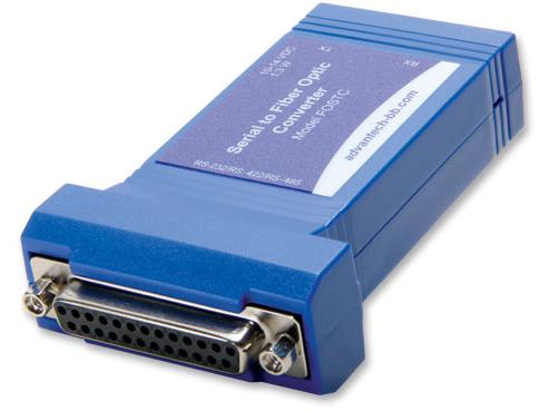 IN-LINE FIBER OPTIC MODEM CONVERTS RS-232 TO RS-422/485