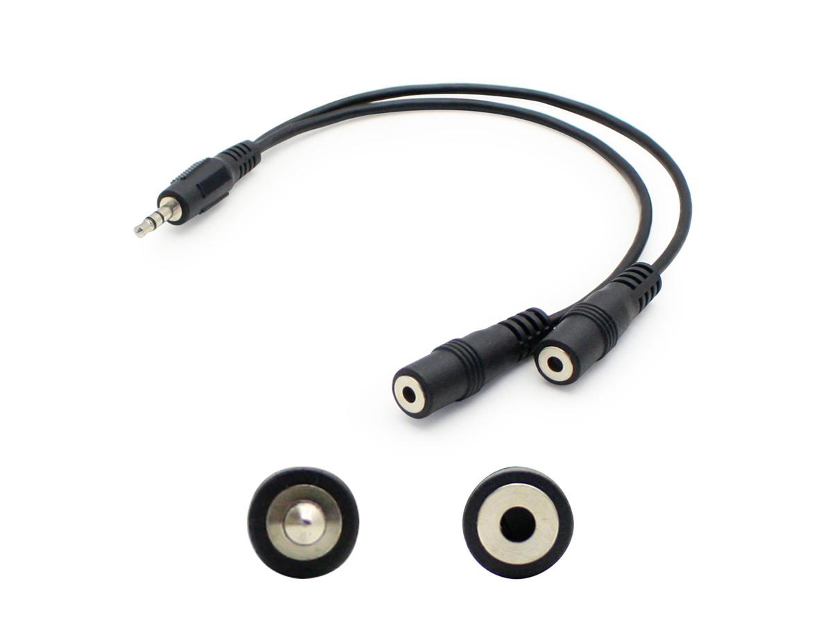 5 PACK OF 20.00CM (8.00IN) 3.5MM STEREO AUDIO MALE TO FEMALE BLACK SPLITTE