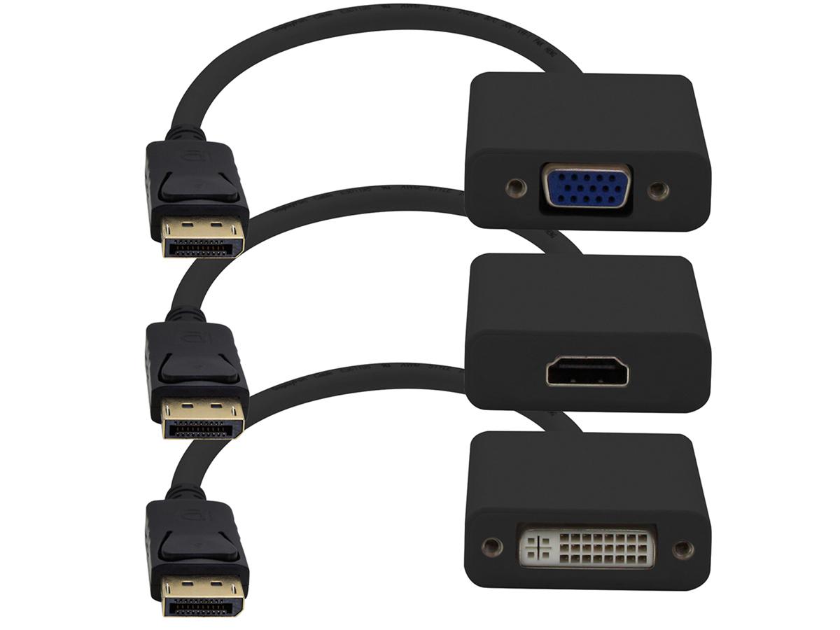 20.00cm (8.00in) DisplayPort Male to VGA HDMI & DVI Female Black Adapter Cable - 100% compatible with select devices.