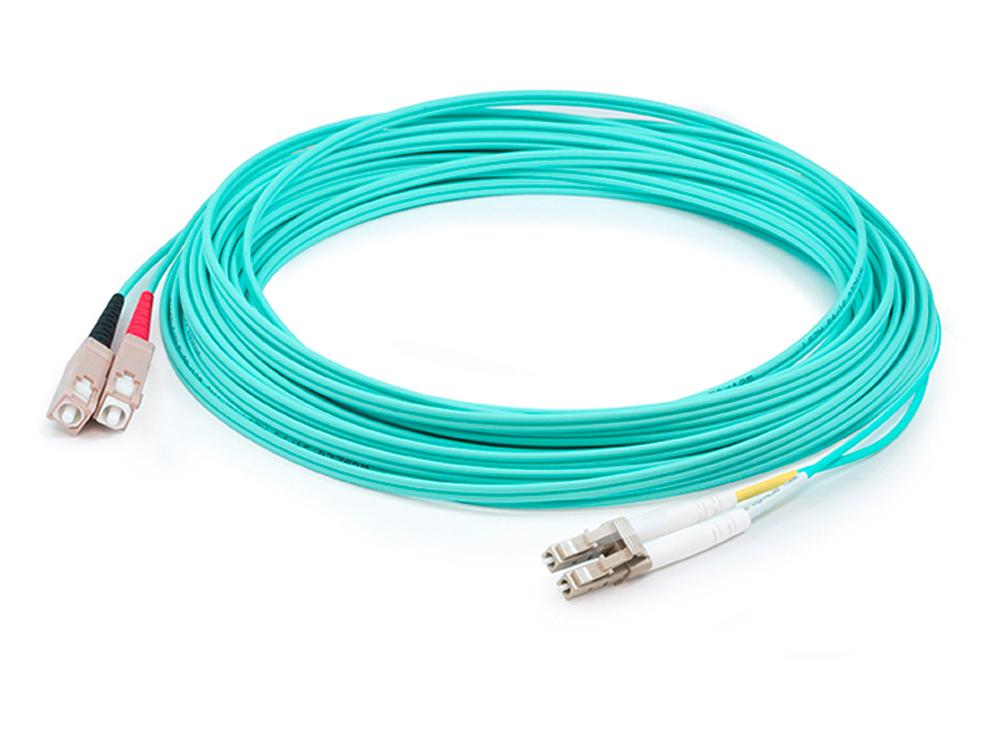 THIS IS A 25M LC (MALE) TO SC (MALE) AQUA DUPLEX RISER-RATED FIBER PATCH CABLE.