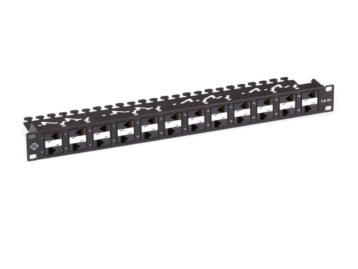 CAT6A COMPONENT LEVEL 110 PATCH PANEL - 1U RACKMOUNT POE+ 24-PORT TAA