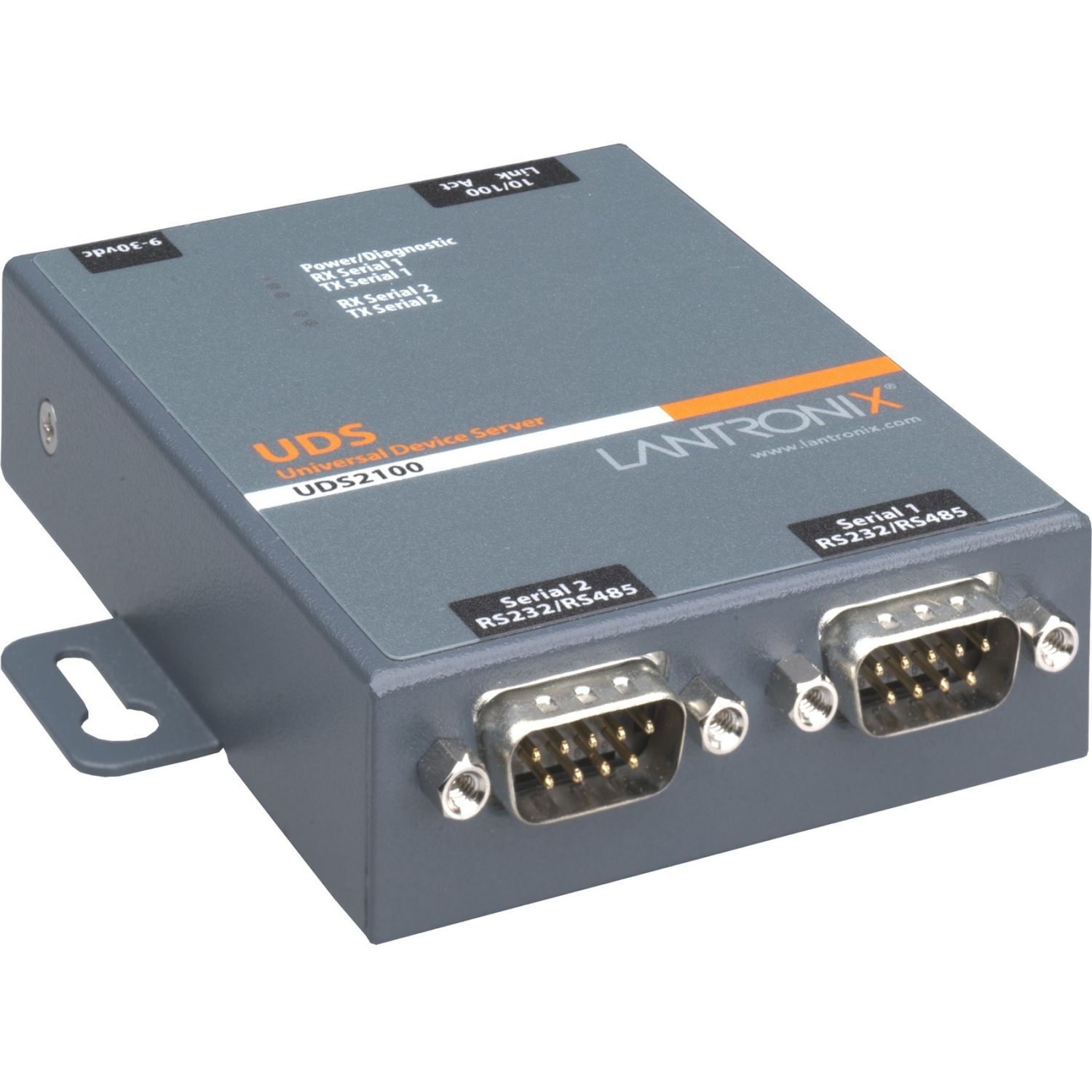 2 Port Serial (RS232/ RS422/ RS485) to IP Ethernet Device Server - International 110-240 VAC - Convert from RS-232; RS-485 to Ethernet using Serial over IP technology; Wall Mountable; Rail Mountable; Two DB-9 Serial Ports; One 10/100 Mbps Fast Ethernet RJ