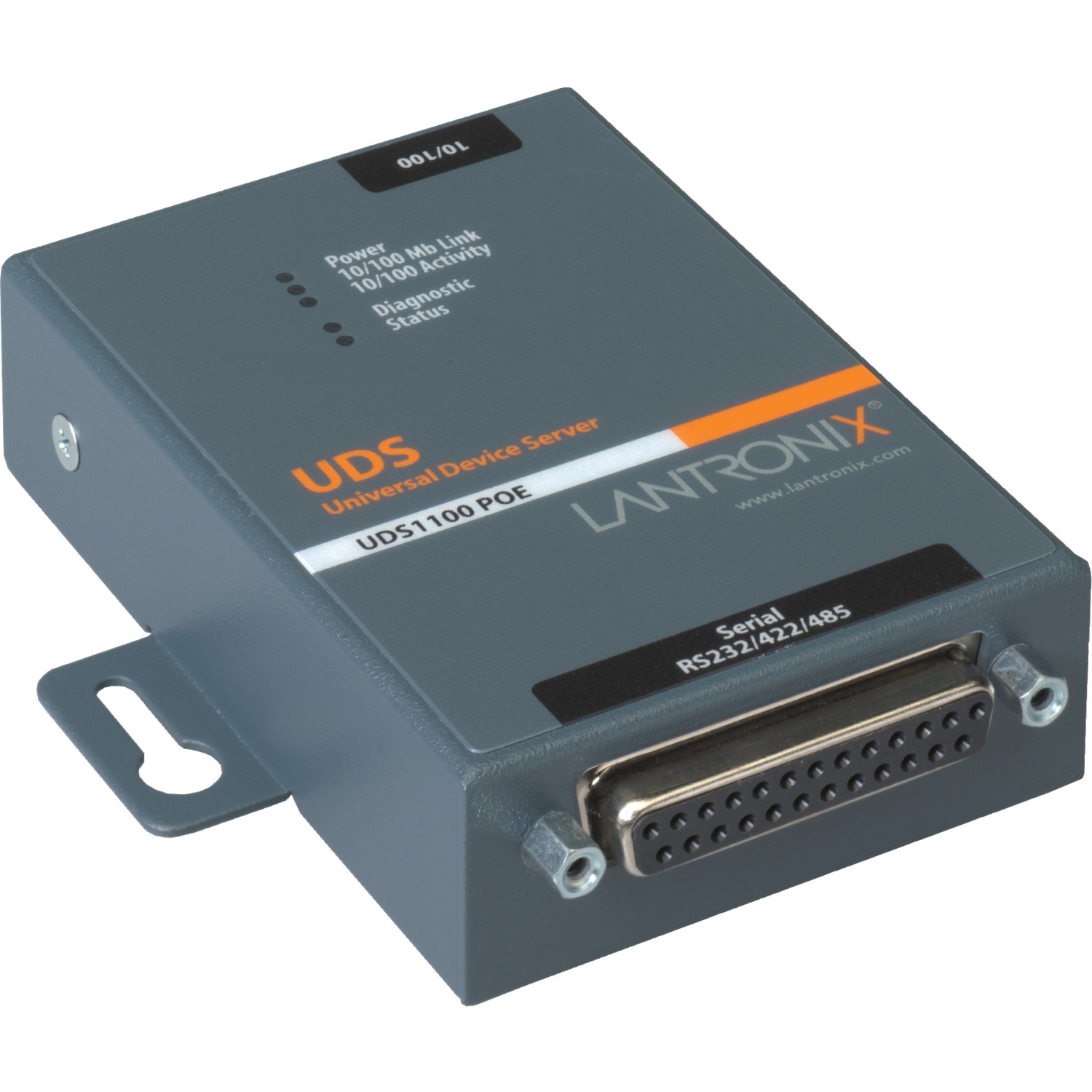 One Port Serial (RS232/ RS422/ RS485) to IP Ethernet Device Server with Power Over Ethernet (PoE) - Convert from RS-232; RS-485 to Ethernet using Serial over IP technology; Power Over Ethernet (PoE 802.3 AF) ; UL864 Compliant; Wall Mountable; Rail Mountab