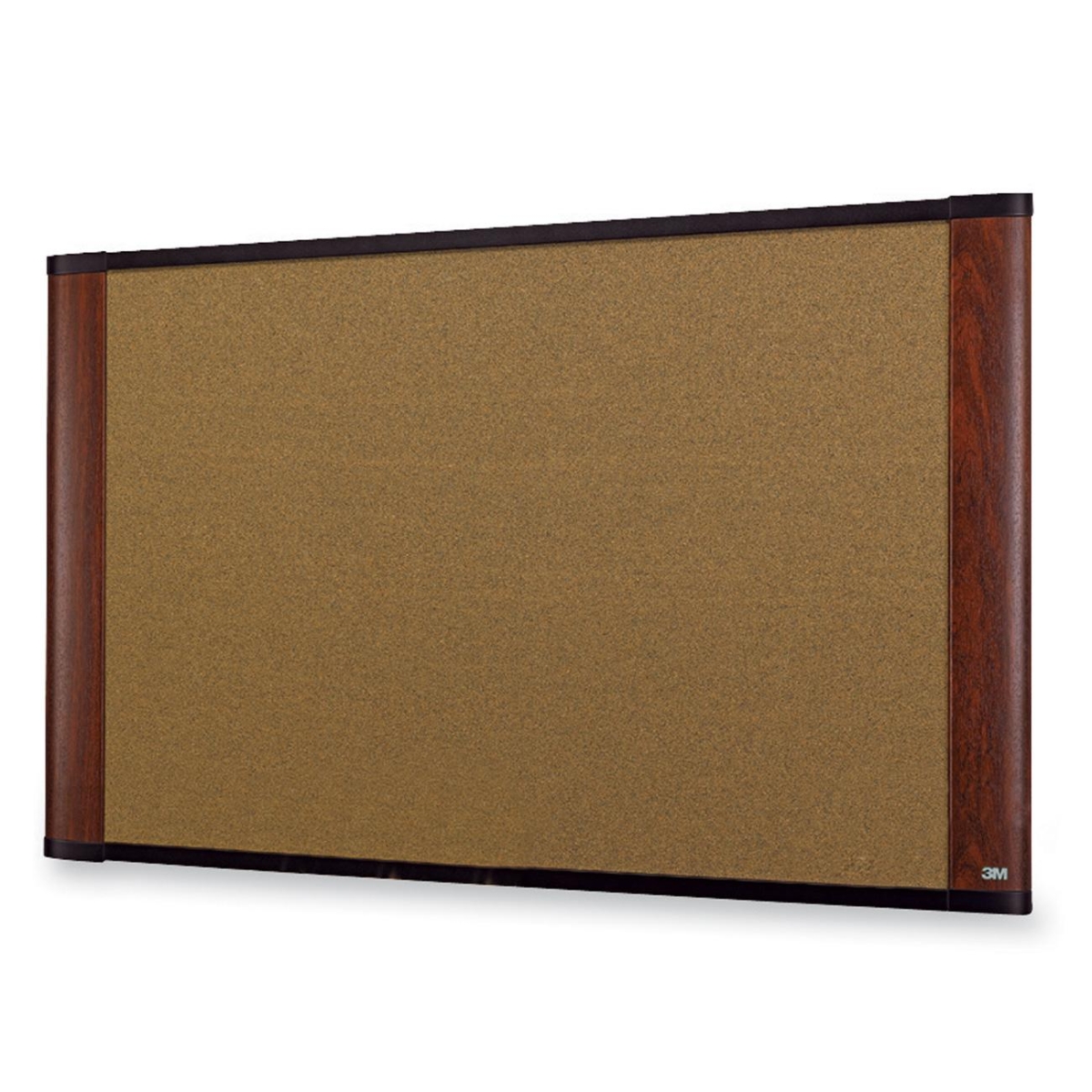 Wide-screen Style Bulletin Board - 36 inch Height x 48 inch Width - Mahogany Cork Surface - Wood Frame