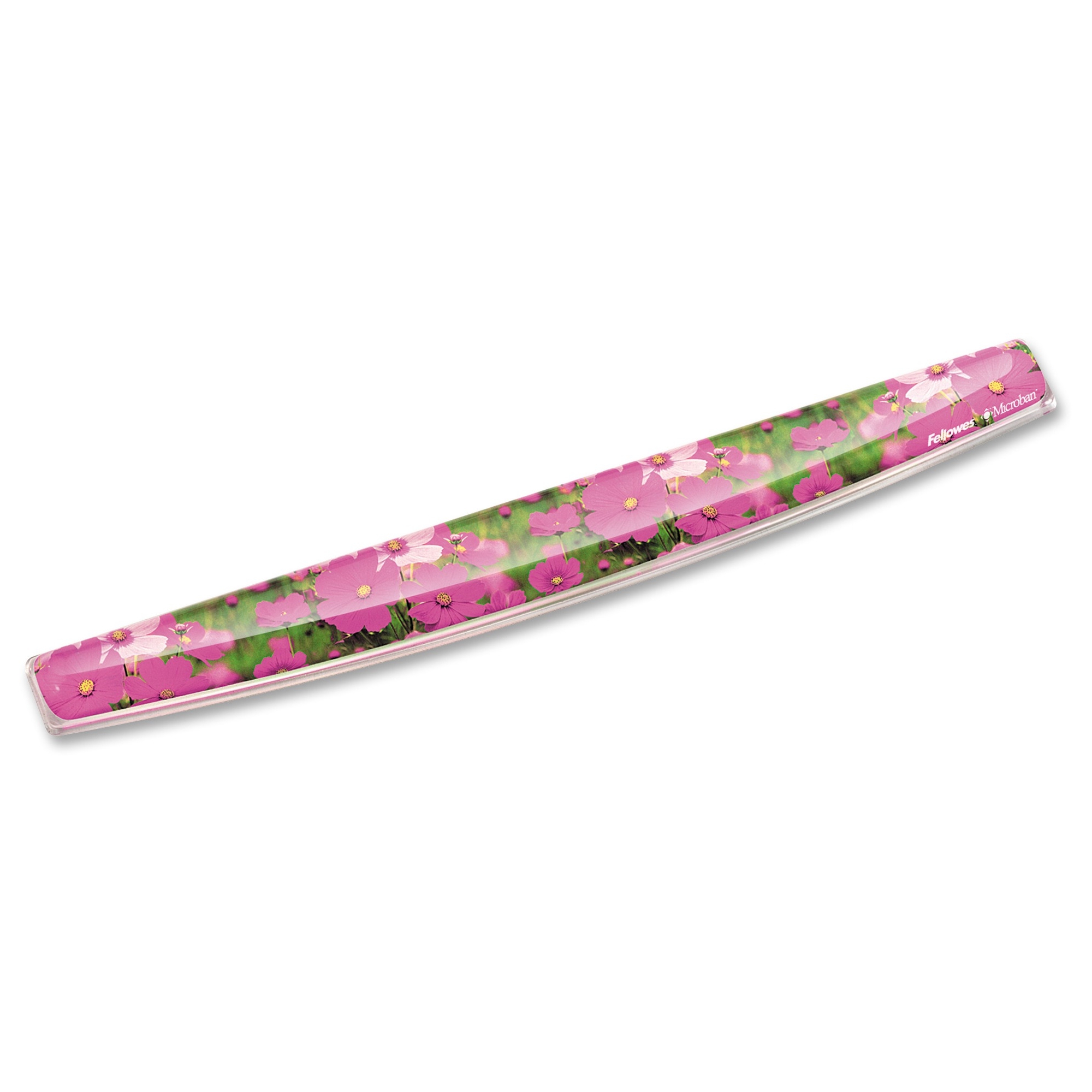 Photo Gel Keyboard Wrist Rest with Microban Protection - Pink Flower - 2.3 inch x 18.6 inch x 0.8 inch Dimension - Multicolor - Rubber Polyurethane - Stain Resistant