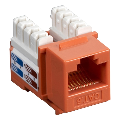 CAT6 KEYSTONE JACK - UNSHIELDED RJ45 ORANGE 25-PACK