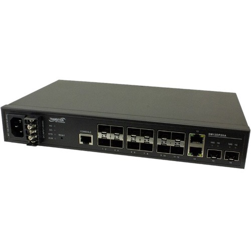 MANAGED FIBER SWITCH 12-PORT 100/1000 SFP 2-PORT 1G/10G SFP+ AND 2 10/100/100