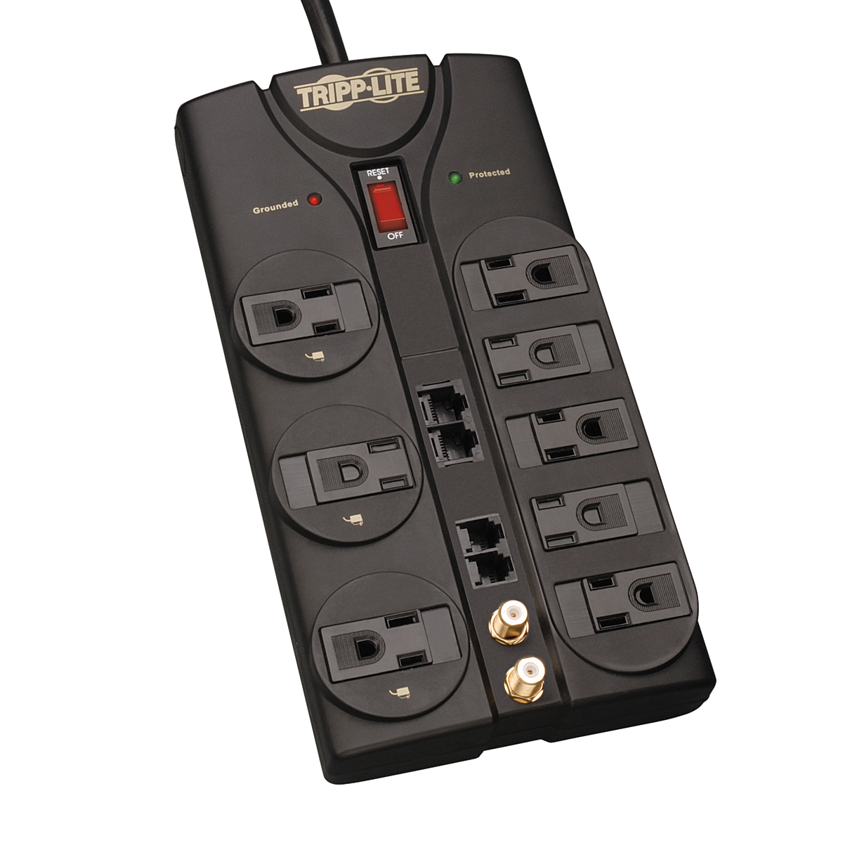 Lite Protect It! 8-Outlets Surge Suppressor - 8 x NEMA 5-15R - 1.80 kVA - 3240 J - 120 V AC Input - 120 V AC Output - Network Cable TV/Satellite