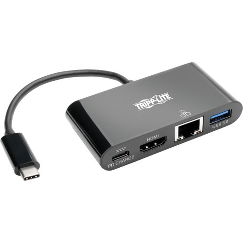 USB C TO HDMI EXTERNAL VIDEO ADAPTER WITH USB-A HUB USB-C PD CHARGING & GIGABI