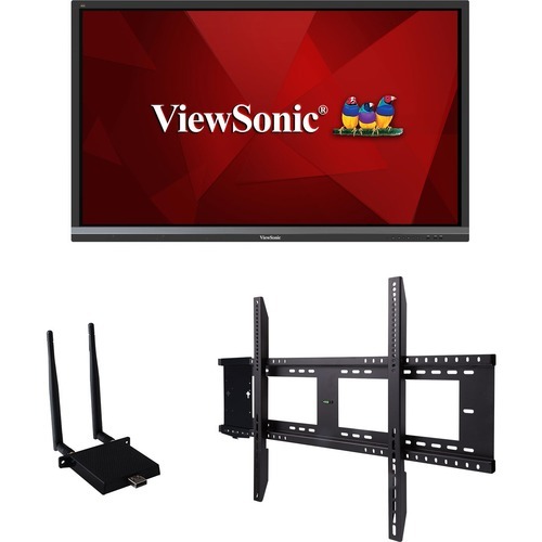 ViewBoard - 65 inch Diagonal Class LED-backlit LCD display - interactive - with built-in media player and touchscreen (multi touch) - 4K UHD (2160p) 3840 x 2160 - with ViewSonic LB-WIFI-001 Dual Band Wireless Module ViewSonic WMK-047-2 Wall Mount