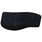 Tru-Form 150 - 3-Color Illuminated Ergonomic Keyboard - Cable Connectivity - USB Interface - 105 Key - English (US) - Compatible with Computer - Media Player Internet Multimedia Play/Pause Stop Previous Track Next Track Volume Down Volume Up Mute