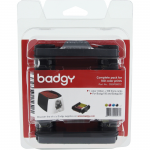 BADGY 200 CONSUMABLE PACK FOR 100 PRINTS INCLUDING: YMCKO COLOR RIBBON THICK 30MIL PVC CARDS 100 COUNT